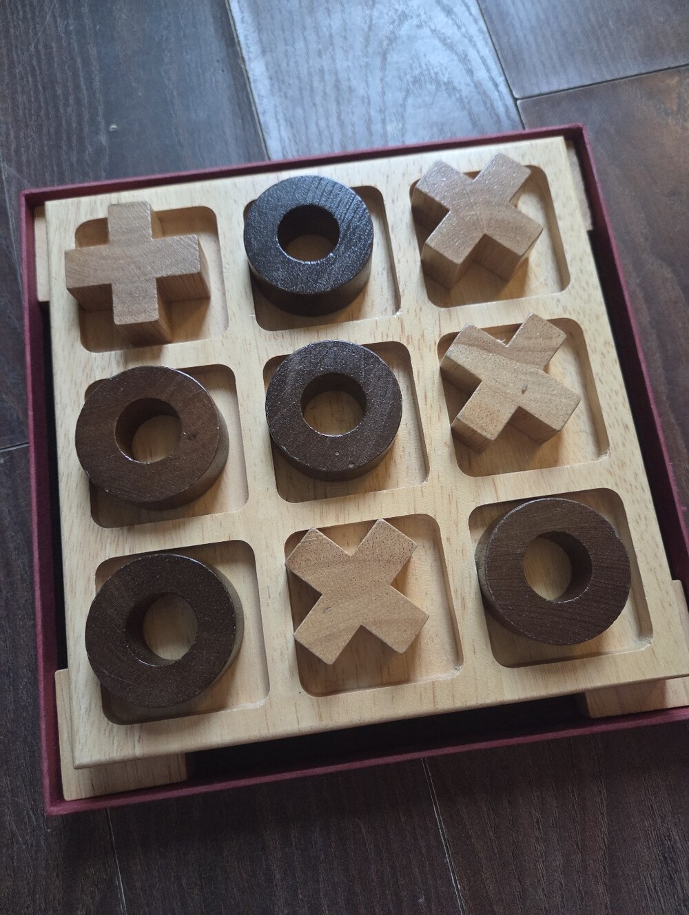Wooden Tic-Tac-Toe Game Set in Light and Dark Wood, Woodfeild Collection